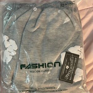 Gray Athletic Shorts with Elastic Waistband and Drawstring